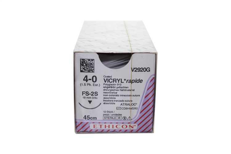 VICRYL RAPIDE 4-0 45 CM FS2 19MM 3/8 12PCS